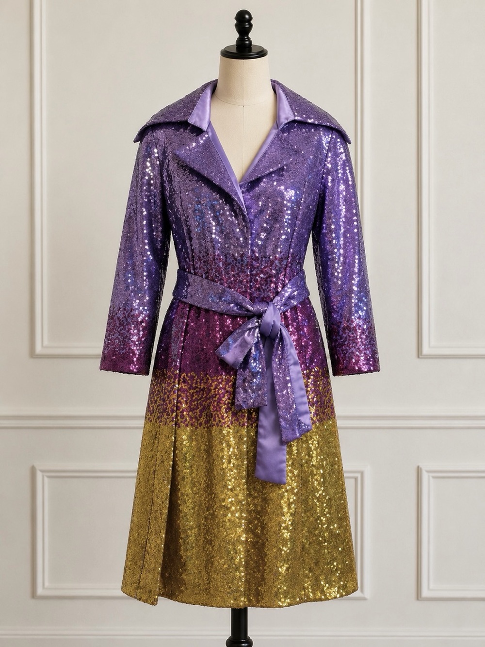 Dorinda Clark-Cole DCC Rose Collection Sequin Dress Purple Gold Belt Formal 8